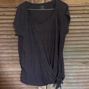 Motherhood Maternity Dark Gray Knot-Front Tee